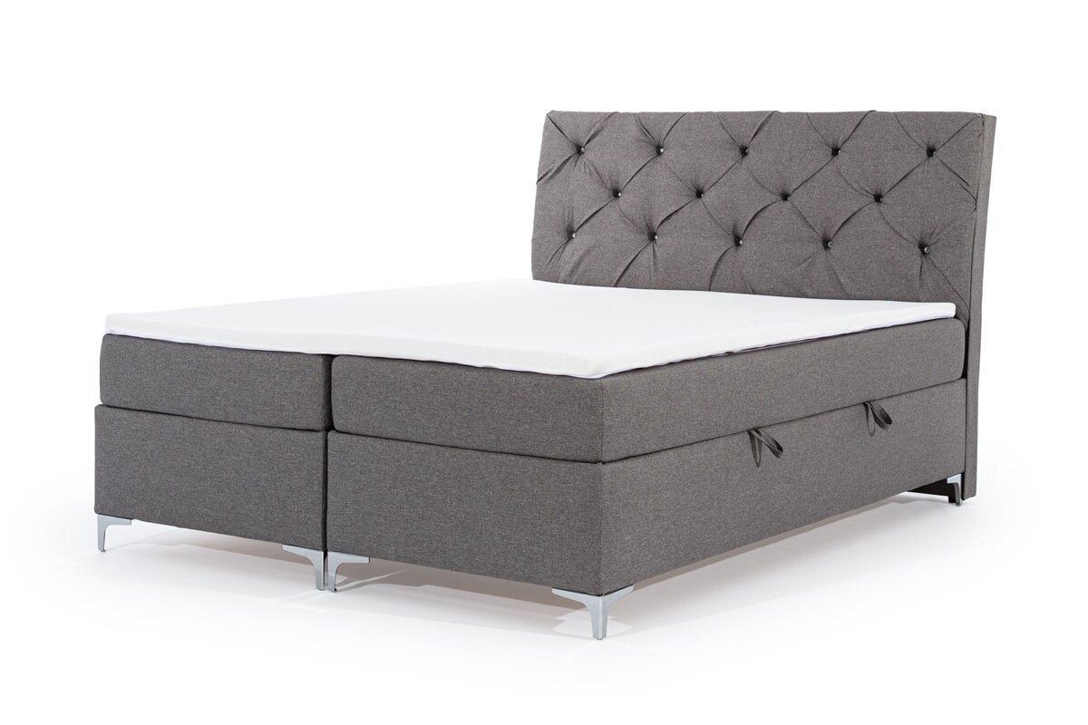 Kontinentālā gulta Misha, 140x200 cm, pelēka цена и информация | Gultas | 220.lv