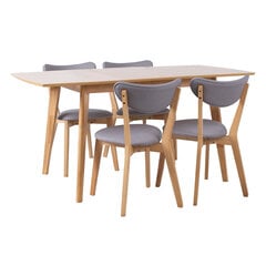 Обеденный комплект с 4 стульями JONNA (10515), шпон дуба / каучуковое дерево цена и информация | Комплекты мебели для столовой | 220.lv