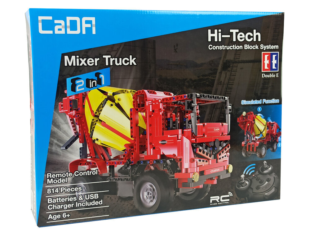 CaDA tālvadības pults vadāms būvniecības komplekts - kravas automašīna/betonmašīna, 815 gab. cena un informācija | Rotaļlietas zēniem | 220.lv