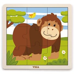 Деревянный пазл с обезьянкой Вига, 9 шт. цена и информация | Игрушки для малышей | 220.lv