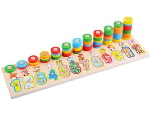 Деревянный пазл с цифрами и цветами цена и информация | Развивающие игрушки | 220.lv