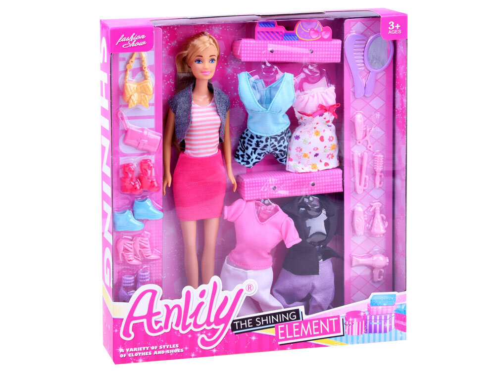 Lelle ar apģērbu un aksesuāru komplektu, Anlily цена и информация | Rotaļlietas meitenēm | 220.lv