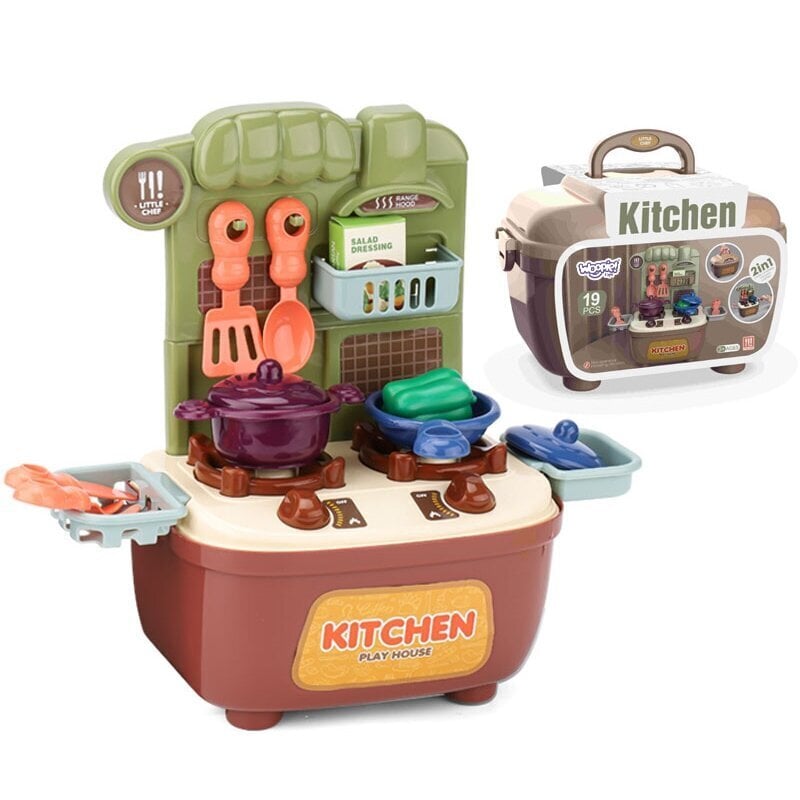 Pārnēsājamais mazais pavāra komplekts koferī, brūns, Woopie cena un informācija | Rotaļlietas meitenēm | 220.lv