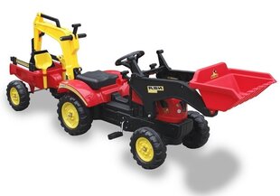 Pedāļu traktors ar piekabi un iekrāvēju Benson, sarkans cena un informācija | Rotaļlietas zēniem | 220.lv