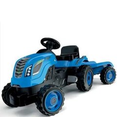 Pedāļu traktors ar piekabi XL, zils, Smoby cena un informācija | Rotaļlietas zēniem | 220.lv
