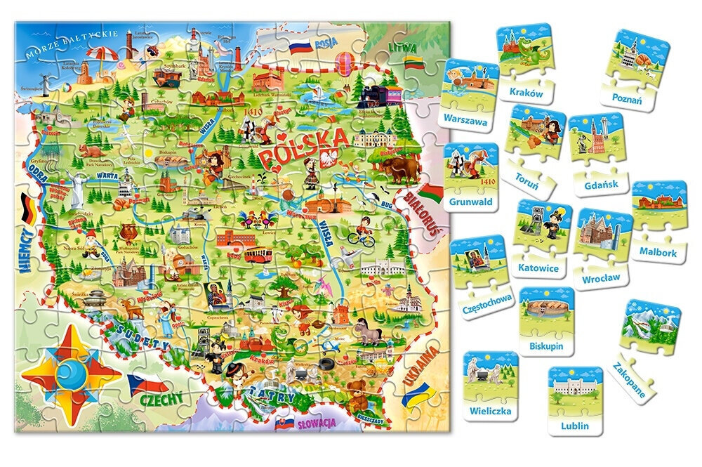 Polijas karte Puzle 100 gabaliņi, Castorland цена и информация | Puzles, 3D puzles | 220.lv