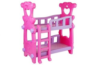 Rozā divstāvu gulta lellēm, rozā cena un informācija | Rotaļlietas meitenēm | 220.lv