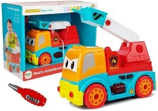 Saliekamā ugunsdzēsēju mašīna 26 cm DIY ar gaismas un skaņas efektiem cena un informācija | Rotaļlietas zēniem | 220.lv