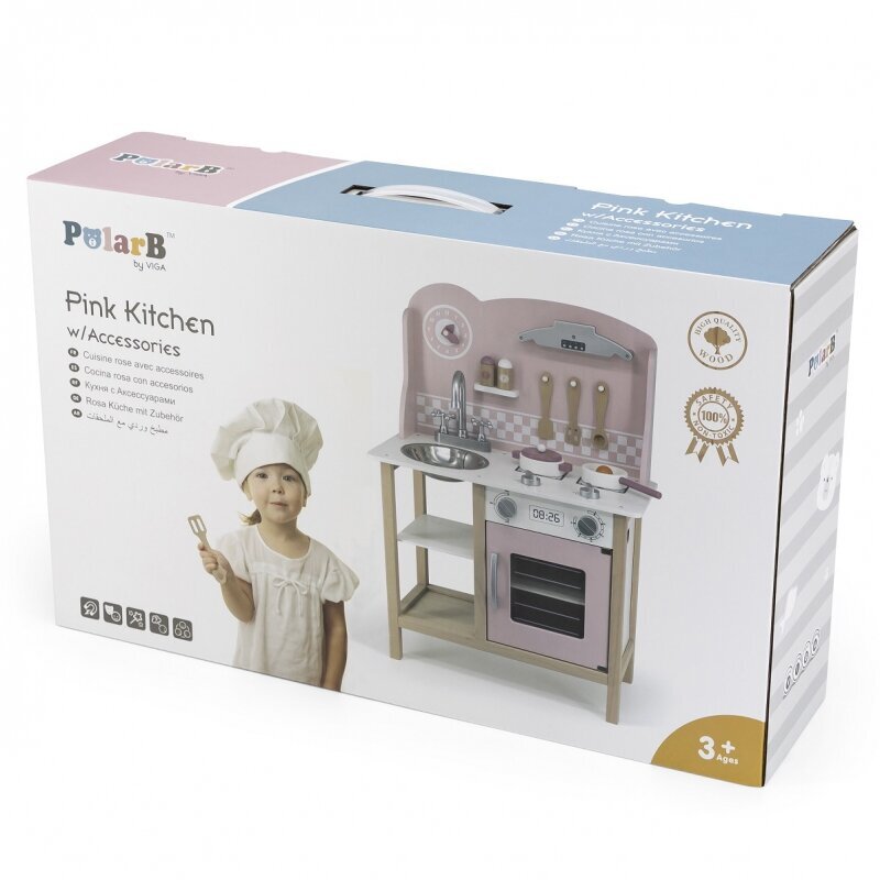 Virtuvīte Eco ar piederumiem VIGA PolarB, rozā krāsā cena un informācija | Rotaļlietas meitenēm | 220.lv
