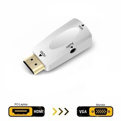 HDMI uz VGA video pārveidotājs / balts цена и информация | Адаптеры и USB разветвители | 220.lv
