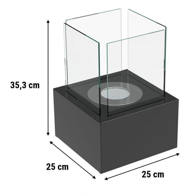 Brīvi stāvošs biokamīns Tango 2 - 25 x 25 x 35 cm, Black cena un informācija | Kamīni | 220.lv