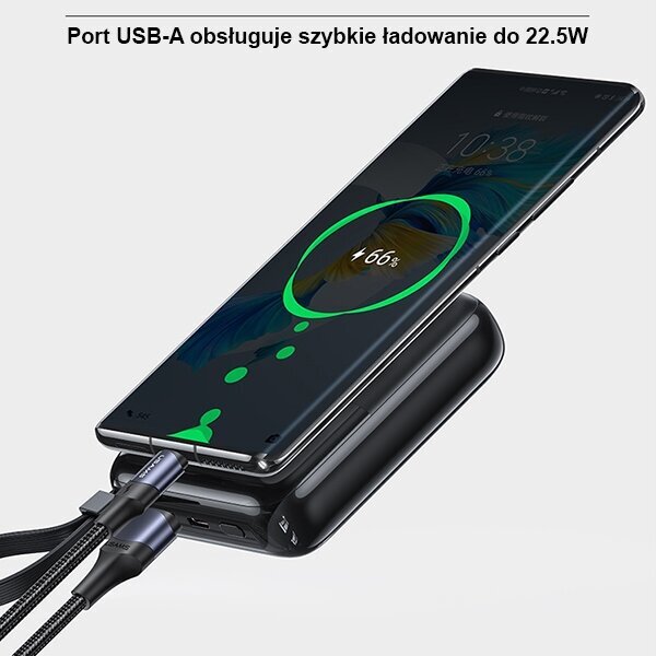 USAMS Powerbank PB69 10000mAh 22.5W QC3.0+PD Fast Charge Digital Display czarny|black 10KCD18601 (US-CD186) цена и информация | Lādētāji-akumulatori (Power bank) | 220.lv