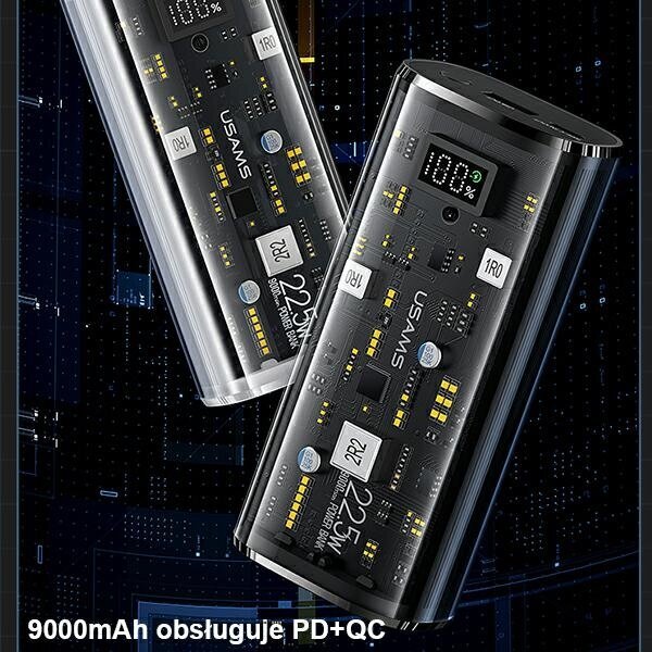 USAMS Powerbank 9000mAh PD 20W QC3.0+PD Dual-Port Fast Charge czarny|black 10KCD18901(US-CD189) cena un informācija | Lādētāji-akumulatori (Power bank) | 220.lv