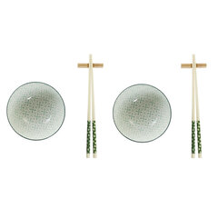 Набор для суши DKD Home Decor Белый Зеленый Бамбук Керамика (30 x 21 x 7 cm) цена и информация | Посуда, тарелки, обеденные сервизы | 220.lv