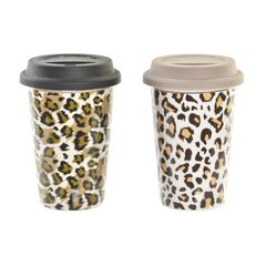 Кружка Mug DKD Home Decor Фарфор Силикон Разноцветный Тропический (400 ml) (2 штук) цена и информация | Термосы, термокружки | 220.lv