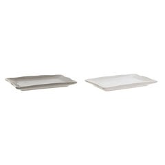 поднос для закусок DKD Home Decor Фарфор Серый Алюминий Белый (21 x 12,5 x 2 cm) (2 штук) цена и информация | Посуда, тарелки, обеденные сервизы | 220.lv