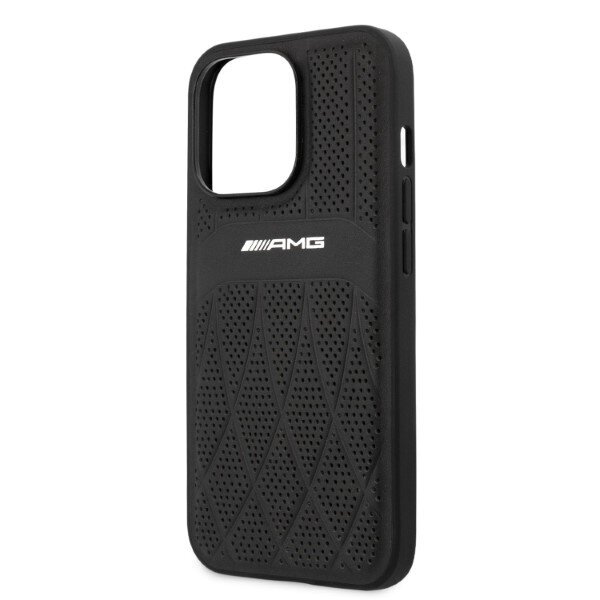 AMG AMHCP13LOSDBK iPhone 13 Pro | 13 6,1" czarny|black hardcase Leather Curved Lines cena un informācija | Telefonu vāciņi, maciņi | 220.lv