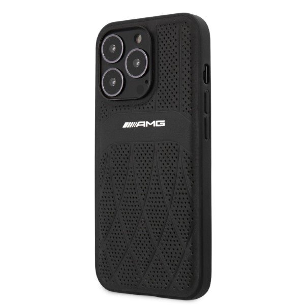 AMG AMHCP13LOSDBK iPhone 13 Pro | 13 6,1" czarny|black hardcase Leather Curved Lines cena un informācija | Telefonu vāciņi, maciņi | 220.lv