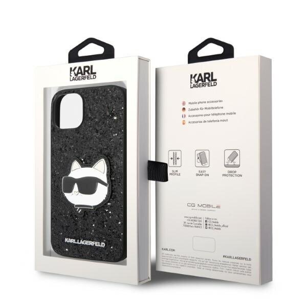 Telefona vāciņš Karl Lagerfeld KLHCP14MG2CPK iPhone 14 Plus 6,7", Melns spīdums, Choupette Patch cena un informācija | Telefonu vāciņi, maciņi | 220.lv