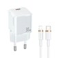 USAMS Ład. siec. 1xUSB-C T45 30W PD3.0 Fast Charging +kabel U63 USB-C|Lightning biały|white UXTZH02 (USAMS-UX) cena un informācija | Lādētāji un adapteri | 220.lv