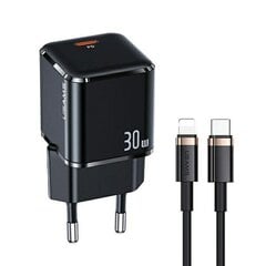USAMS Ład. siec. 1xUSB-C T45 30W PD3.0 Fast Charging +kabel U63 USB-C|Lightning czarny|black UXTZH01 (USAMS-UX) cena un informācija | Lādētāji un adapteri | 220.lv