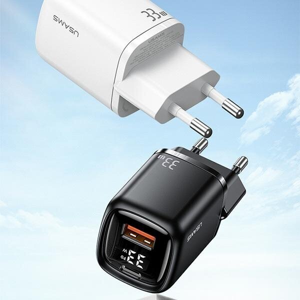 USAMS Ład. siec. 1xUSB-C+1xUSB T46 33W (only head) PD3.0 +QC3.0 Fast Charging czarny|black CC152TC01 (US-CC152) cena un informācija | Lādētāji un adapteri | 220.lv