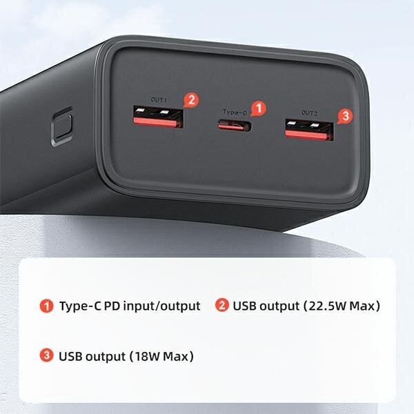 USAMS Powerbank PB68 30000mAh 65W QC3.0+PD Fast Charge + kabel USB-C|USB-C 100W czarny|black ATXLOGTC01 (US-CD185) cena un informācija | Lādētāji-akumulatori (Power bank) | 220.lv