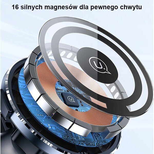 USAMS Uchwyt indukcyjny US-CD164 15W 2w1 Magnetic do kratki went. transparent CD164DZ02 cena un informācija | Auto turētāji | 220.lv