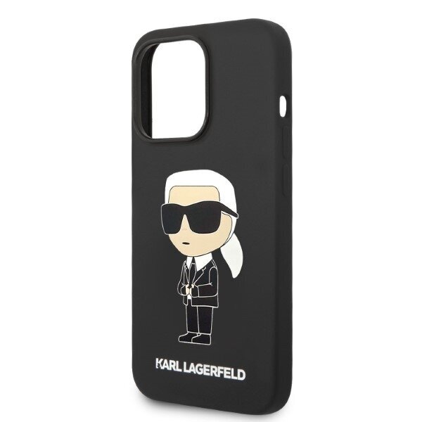 Telefona vāciņš Karl Lagerfeld KLHMP14LSNIKBCK iPhone 14 Pro 6,1", Melns, Silikona, Ikonik Magsafe cena un informācija | Telefonu vāciņi, maciņi | 220.lv