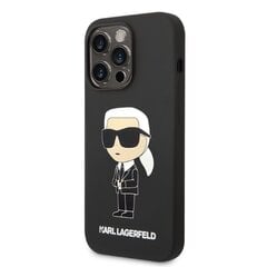 Telefona vāciņš Karl Lagerfeld KLHMP14LSNIKBCK iPhone 14 Pro 6,1", Melns, Silikona, Ikonik Magsafe cena un informācija | Telefonu vāciņi, maciņi | 220.lv