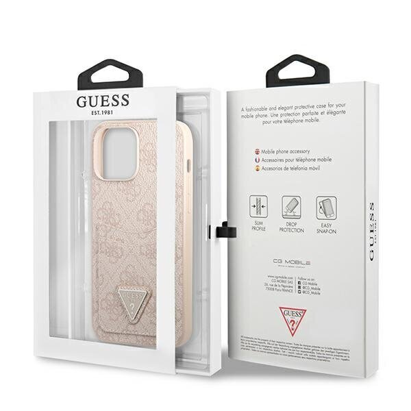 Guess GUHCP13LP4TPP iPhone 13 Pro | 13 6,1" różowy|pink hardcase 4G Triangle Logo Cardslot cena un informācija | Telefonu vāciņi, maciņi | 220.lv