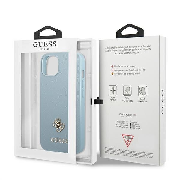 Guess GUHCP13MPS4MB iPhone 13 6,1" niebieski|blue hardcase Saffiano 4G Small Metal Logo цена и информация | Telefonu vāciņi, maciņi | 220.lv