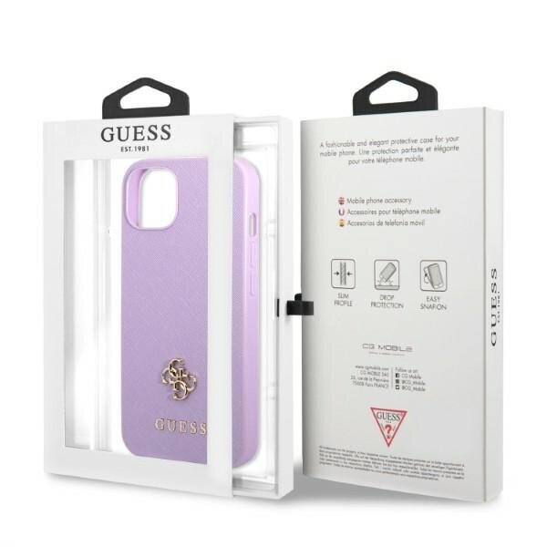 Guess GUHCP13MPS4MU iPhone 13 6,1" purpurowy|purple hardcase Saffiano 4G Small Metal Logo cena un informācija | Telefonu vāciņi, maciņi | 220.lv