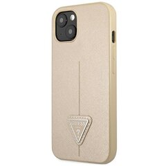 Guess GUHCP14MPSATLE iPhone 14 Plus 6,7" beżowy|beige hardcase SaffianoTriangle Logo cena un informācija | Telefonu vāciņi, maciņi | 220.lv