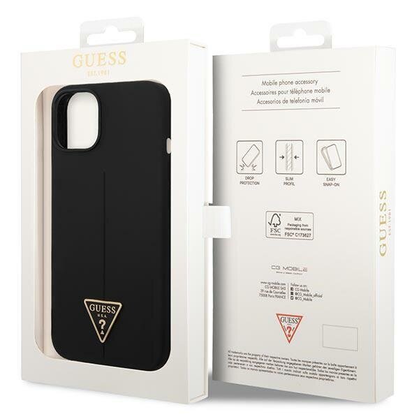 Guess GUHCP14MSLTGK iPhone 14 Plus 6,7" czarny|black hardcase Silicone Triangle cena un informācija | Telefonu vāciņi, maciņi | 220.lv