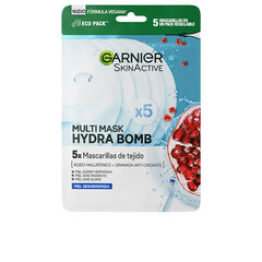 Тканевая маска для лица Garnier SkinActive Moisture Bomb Pomegranate 5 шт. цена и информация | Маски для лица, патчи для глаз | 220.lv