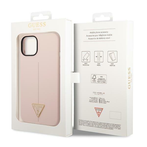 Guess GUHCP14SSLTGP iPhone 14 6,1" różowy|pink hardcase Silicone Triangle cena un informācija | Telefonu vāciņi, maciņi | 220.lv