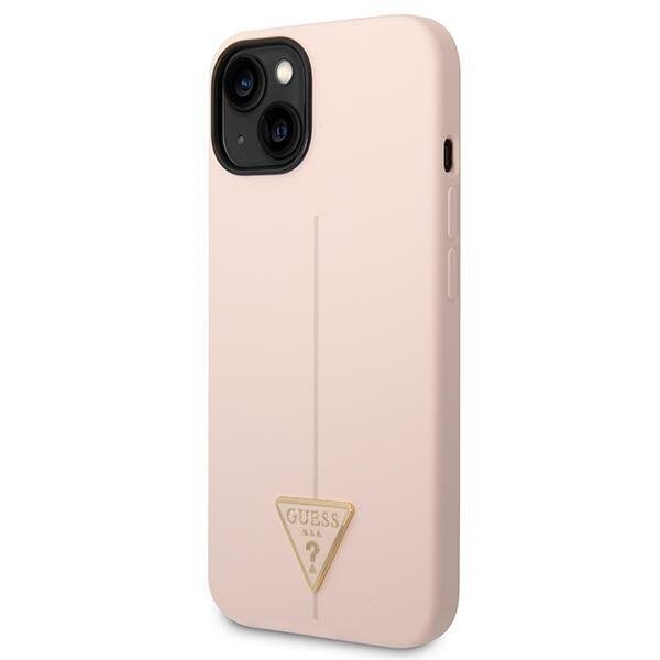 Guess GUHCP14SSLTGP iPhone 14 6,1" różowy|pink hardcase Silicone Triangle cena un informācija | Telefonu vāciņi, maciņi | 220.lv