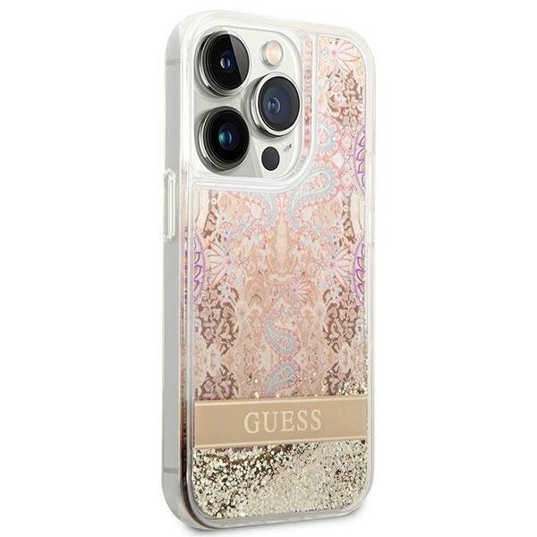 Guess GUHCP14XLFLSD iPhone 14 Pro Max 6,7" złoty|gold hardcase Paisley Liquid Glitter cena un informācija | Telefonu vāciņi, maciņi | 220.lv