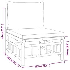 vidaXL 3-daļīgs dārza atpūtas mēbeļu komplekts ar matračiem, bambuss цена и информация | Комплекты уличной мебели | 220.lv