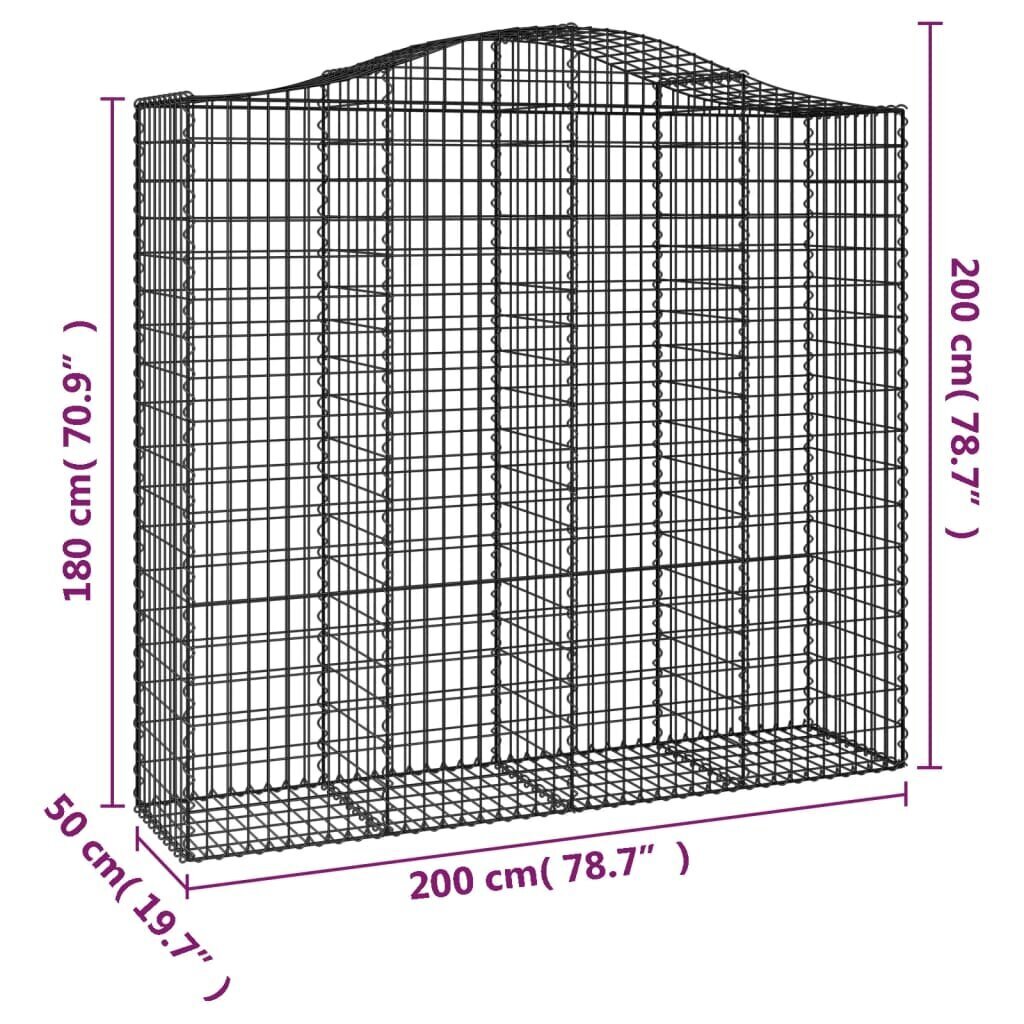 vidaXL arkveida gabiona grozi, 11gb., 200x50x180/200cm, cinkota dzelzs cena un informācija | Žogi un piederumi | 220.lv