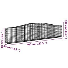 vidaXL arkveida gabiona grozi, 5 gb., 400x30x80/100cm, cinkota dzelzs цена и информация | Заборы и принадлежности к ним | 220.lv