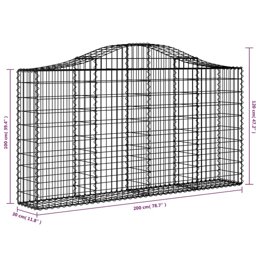 vidaXL arkveida gabiona grozi, 50gb., 200x30x100/120cm, cinkota dzelzs cena un informācija | Žogi un piederumi | 220.lv