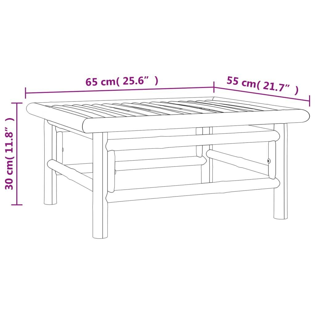 vidaXL dārza galds, 65x55x30 cm, bambuss cena un informācija | Dārza galdi | 220.lv