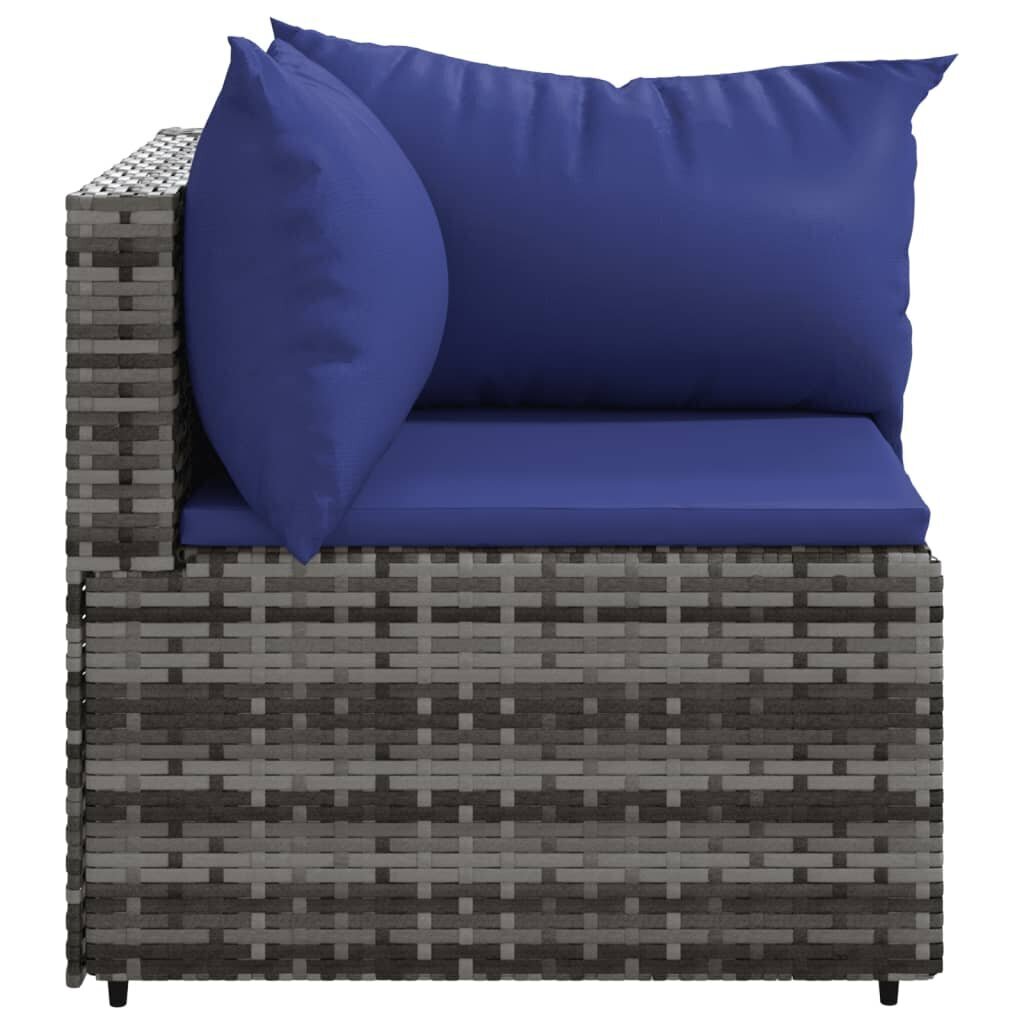 vidaXL dārza stūra dīvāni ar spilveniem, 2 gab., pelēka PE rotangpalma цена и информация | Dārza krēsli | 220.lv