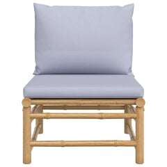 vidaXL dārza vidējais dīvāns ar gaiši pelēkiem matračiem, bambuss cena un informācija | Dārza krēsli | 220.lv