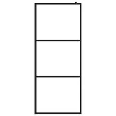 vidaXL dušas siena ar plauktu, melna, 80x195 cm, ESG stikls, alumīnijs cena un informācija | Dušas durvis, dušas sienas | 220.lv