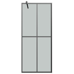 vidaXL dušas siena ar plauktu, melna, 90x195 cm, ESG stikls, alumīnijs cena un informācija | Dušas durvis, dušas sienas | 220.lv