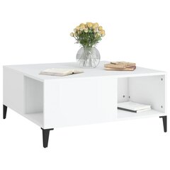 vidaXL kafijas galdiņš, balts, 80x80x36,5 cm, inženierijas koks cena un informācija | Žurnālgaldiņi | 220.lv