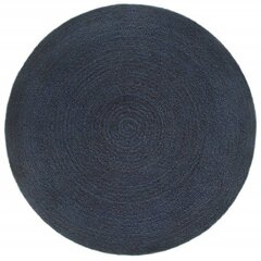 vidaXL pīts paklājs, divpusējs, 150cm, tumši zils, dabīga krāsa, džuta cena un informācija | Paklāji | 220.lv